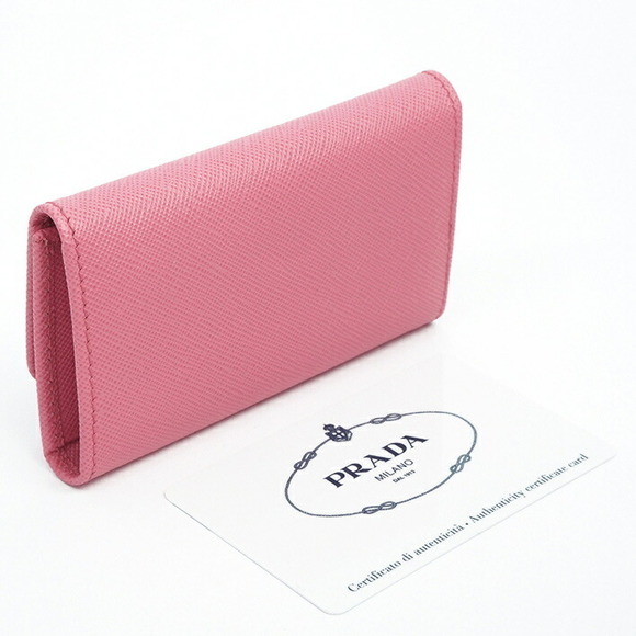 Prada Saffiano Keychain Key Case Triangle Logo Pink - Picture 2 of 7